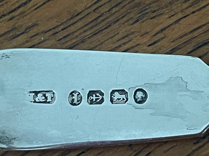 Antique Victorian Sterling Silver Teaspoon, Birmingham 1885, Hilliard & Thomason, Hallmarked Fiddle Pattern Collectible
