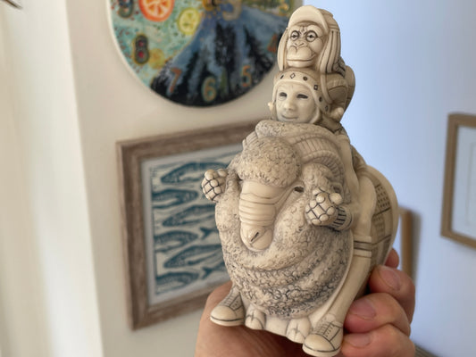 Rare John Biccard Crushed Marble Sculpture – Vintage Collectible South African Art Figurine, 1990s Whimsical Design