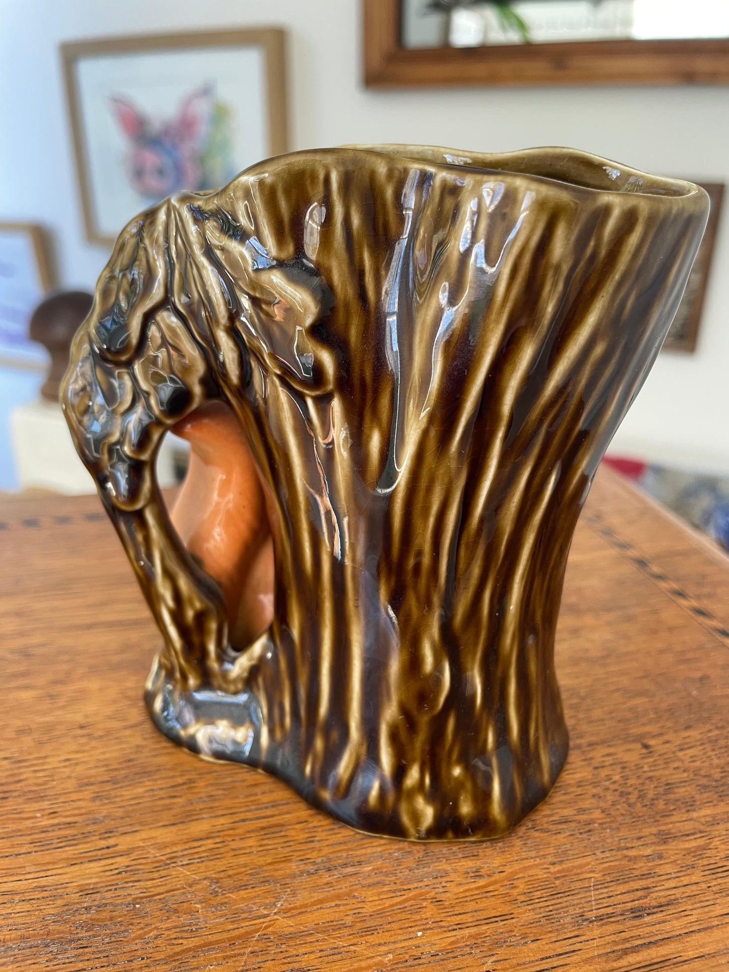 Vintage Sylvac Squirrel Vase 4233 Mid Century Woodland Pottery Made in England