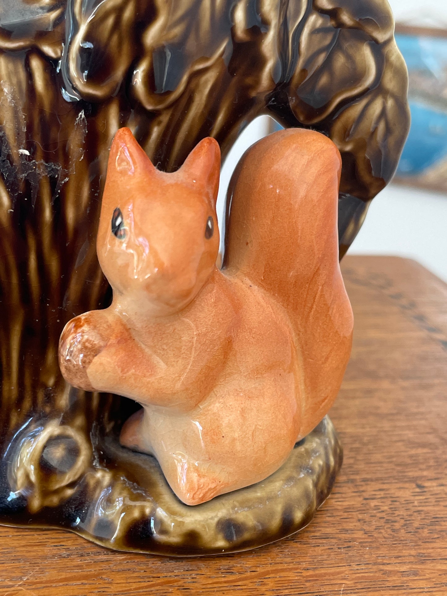 Vintage Sylvac Squirrel Vase 4233 Mid Century Woodland Pottery Made in England