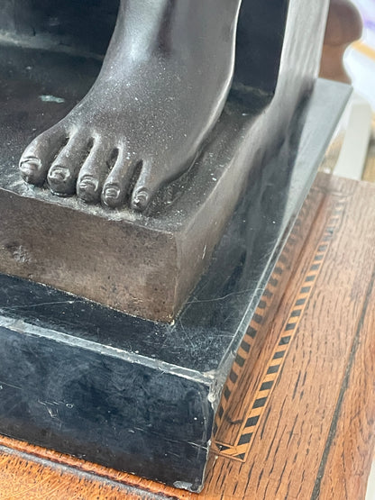 Patinated Bronze Modernist Sculpture “Seated Couple” — signed Pompon, in the manner of Fernando Botero, c.20th century