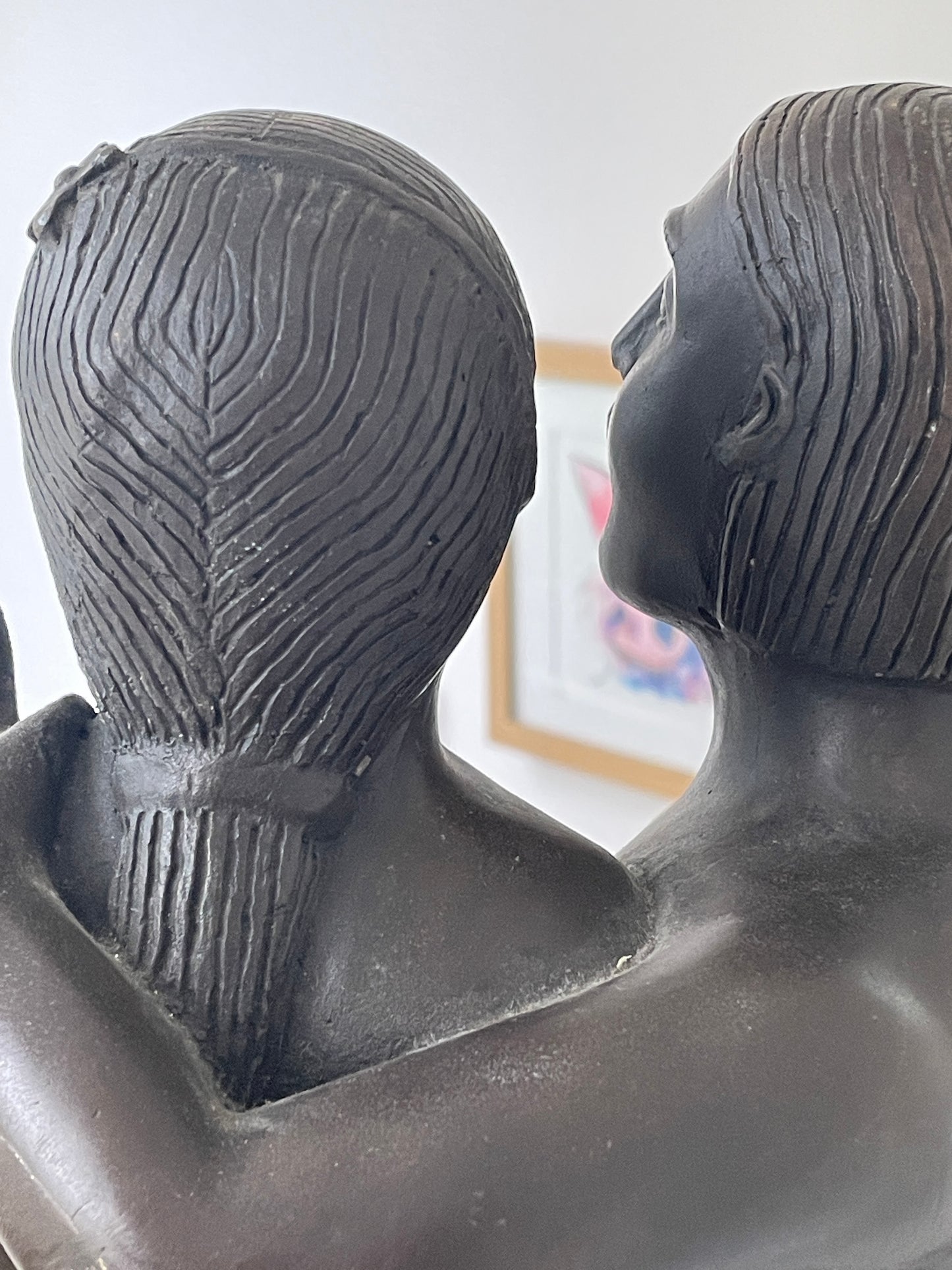 Patinated Bronze Modernist Sculpture “Seated Couple” — signed Pompon, in the manner of Fernando Botero, c.20th century