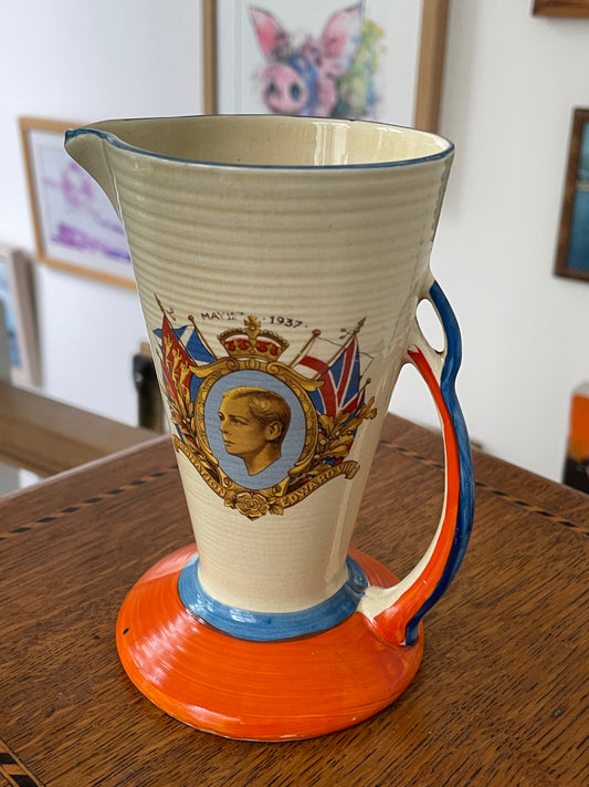 Rare Wade Heath Edward VIII Coronation Jug, 1937 Royal Commemorative Pottery, Abdication Era Collectible, Vintage British Royalty Ware