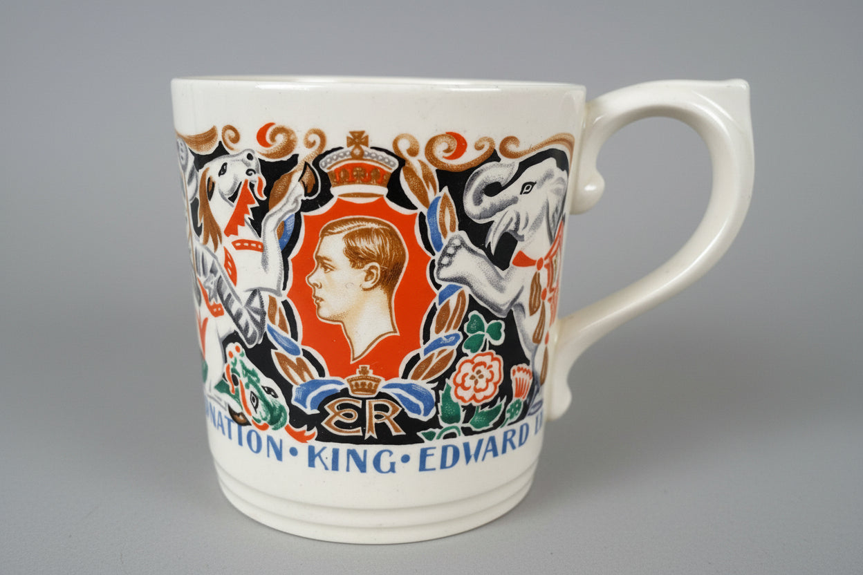 Rare Edward VIII Coronation Mug by Laura Knight RA, 1937 Woods Ivory Ware, Abdication Royal Memorabilia, Vintage British Collectible
