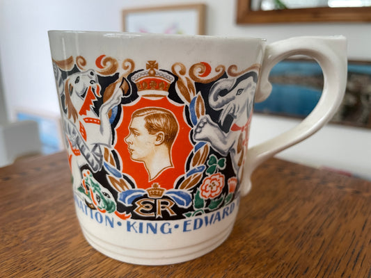 Rare Edward VIII Coronation Mug by Laura Knight RA, 1937 Woods Ivory Ware, Abdication Royal Memorabilia, Vintage British Collectible