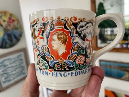 Rare Edward VIII Coronation Mug by Laura Knight RA, 1937 Woods Ivory Ware, Abdication Royal Memorabilia, Vintage British Collectible
