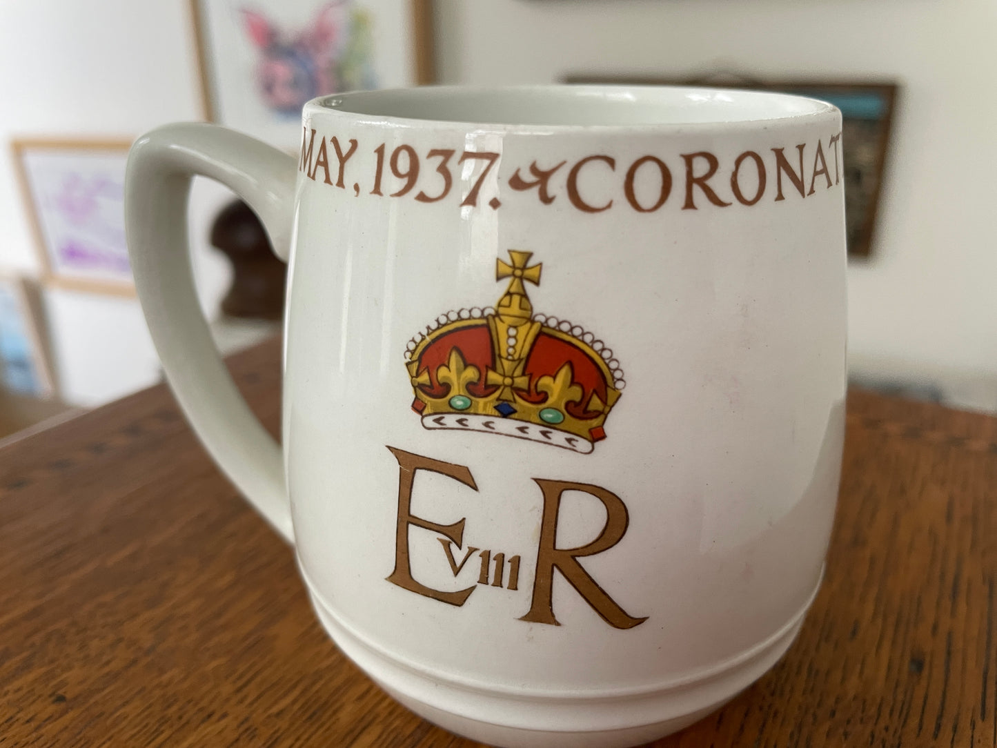 Rare 1937 King Edward VIII Coronation Mug – British Pottery Manufacturers Federation Official Design – Royal Collectible Souvenir Cup