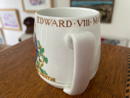 Rare 1937 King Edward VIII Coronation Mug – British Pottery Manufacturers Federation Official Design – Royal Collectible Souvenir Cup