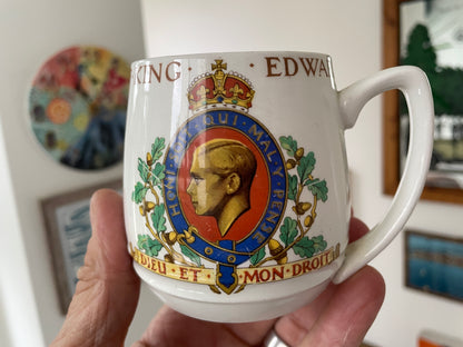 Rare 1937 King Edward VIII Coronation Mug – British Pottery Manufacturers Federation Official Design – Royal Collectible Souvenir Cup