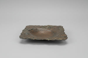 Antique Arts & Crafts Copper Repoussé Dish with Hen and Floral Design, Early 20th Century Decorative Metalwork, 18cm