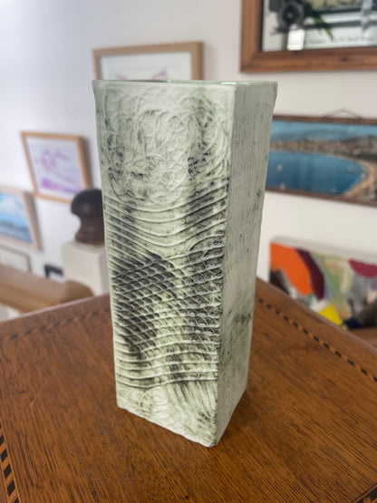 Vintage Carn Pottery Vase – Geometric Abstract Studio Pottery, Newlyn Cornwall, Mid 20th Century Modernist British Ceramic