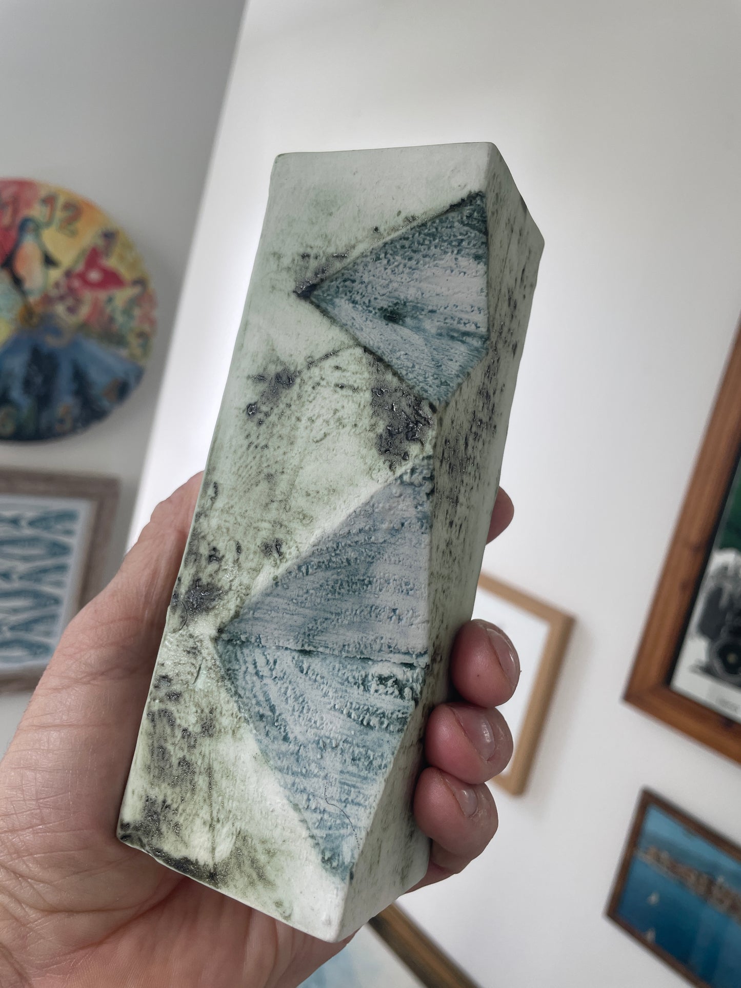 Vintage Carn Pottery Vase – Geometric Abstract Studio Pottery, Newlyn Cornwall, Mid 20th Century Modernist British Ceramic