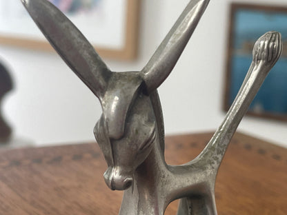 Vintage Seba Products Donkey Ring Holder – Silver Plated Jewellery Stand on Green Onyx Base, 1950s Mid Century Modern Gift