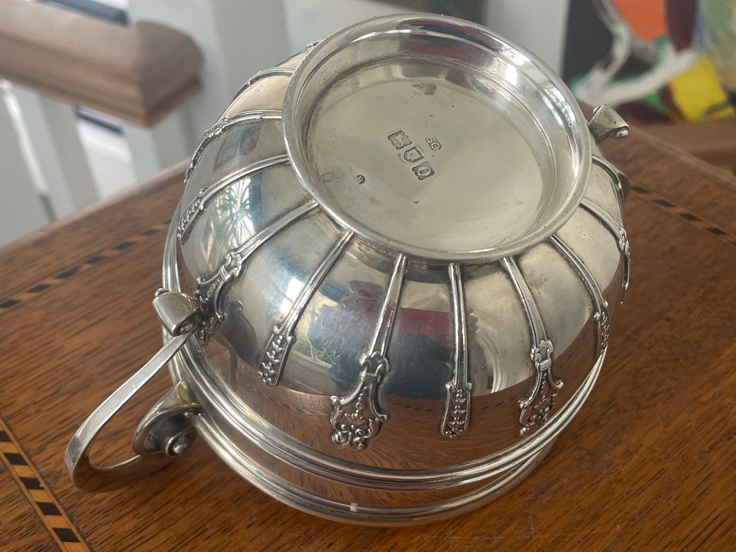 Edwardian Solid Silver Sugar Bowl, Garrard & Co London 1909, Sebastian Garrard, Antique Sterling Silver Bowl, 316g