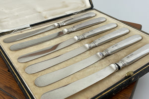 Antique 1914 Sheffield Silver Handled Knives – Henry Greaves Sterling Silver Cutlery Set of 6  in original case