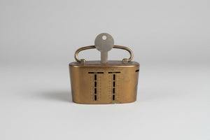 1921 Patented Brass Home Safe Coin Bank – Vintage Pre-Decimal UK Money Box with Key