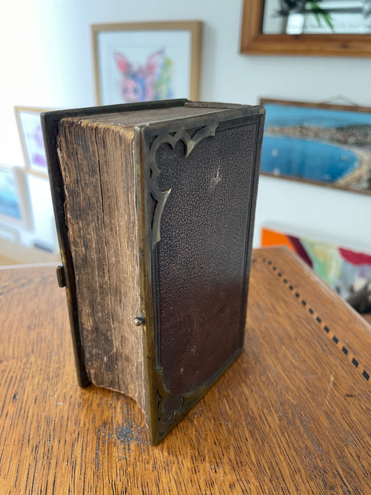 1863 Victorian Book of Common Prayer – Antique Leather & Brass Bound Oxford University Press Miniature Prayer Book