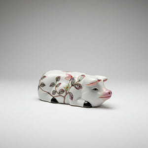 Antique Japanese Kutani Porcelain Pig – Meiji Period Hand-Painted Figurine, 19th Century Signed Pig Ornament, 13.5cm