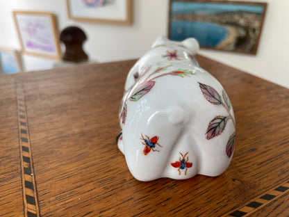 Antique Japanese Kutani Porcelain Pig – Meiji Period Hand-Painted Figurine, 19th Century Signed Pig Ornament, 13.5cm