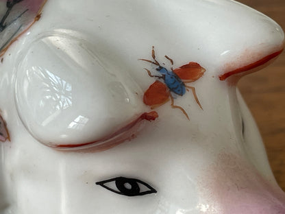 Antique Japanese Kutani Porcelain Pig – Meiji Period Hand-Painted Figurine, 19th Century Signed Pig Ornament, 13.5cm