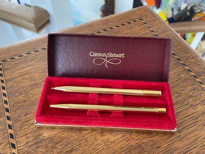 Vintage Conway Stewart Gold Ballpoint Pen and Pencil Set – Boxed UK-Made Writing Set, 1970s Executive Gift