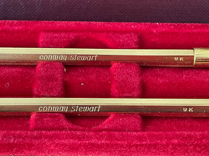 Vintage Conway Stewart Gold Ballpoint Pen and Pencil Set – Boxed UK-Made Writing Set, 1970s Executive Gift
