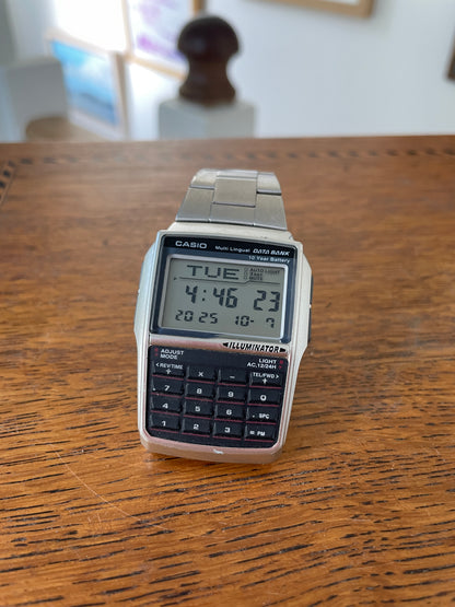 Vintage Casio DBC-32 Data Bank Illuminator Calculator Watch 90s Retro Wristwatch