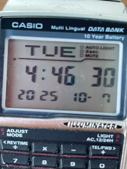 Vintage Casio DBC-32 Data Bank Illuminator Calculator Watch 90s Retro Wristwatch
