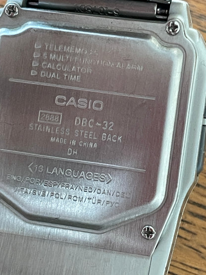 Vintage Casio DBC-32 Data Bank Illuminator Calculator Watch 90s Retro Wristwatch