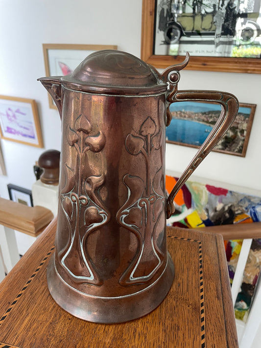 Antique Art Nouveau Copper Jug by Joseph Sankey and Sons c1905 - English Arts and Crafts