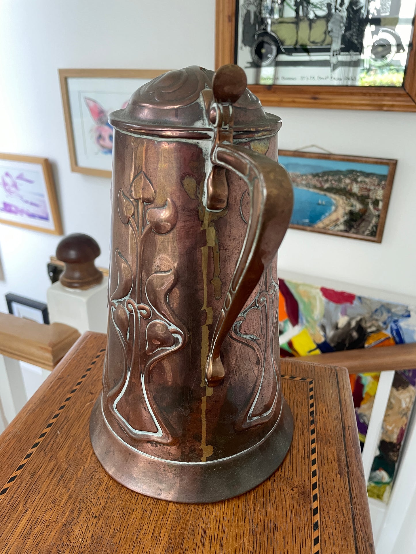 Antique Art Nouveau Copper Jug by Joseph Sankey and Sons c1905 - English Arts and Crafts