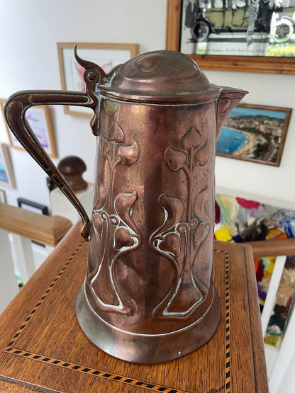 Antique Art Nouveau Copper Jug by Joseph Sankey and Sons c1905 - English Arts and Crafts
