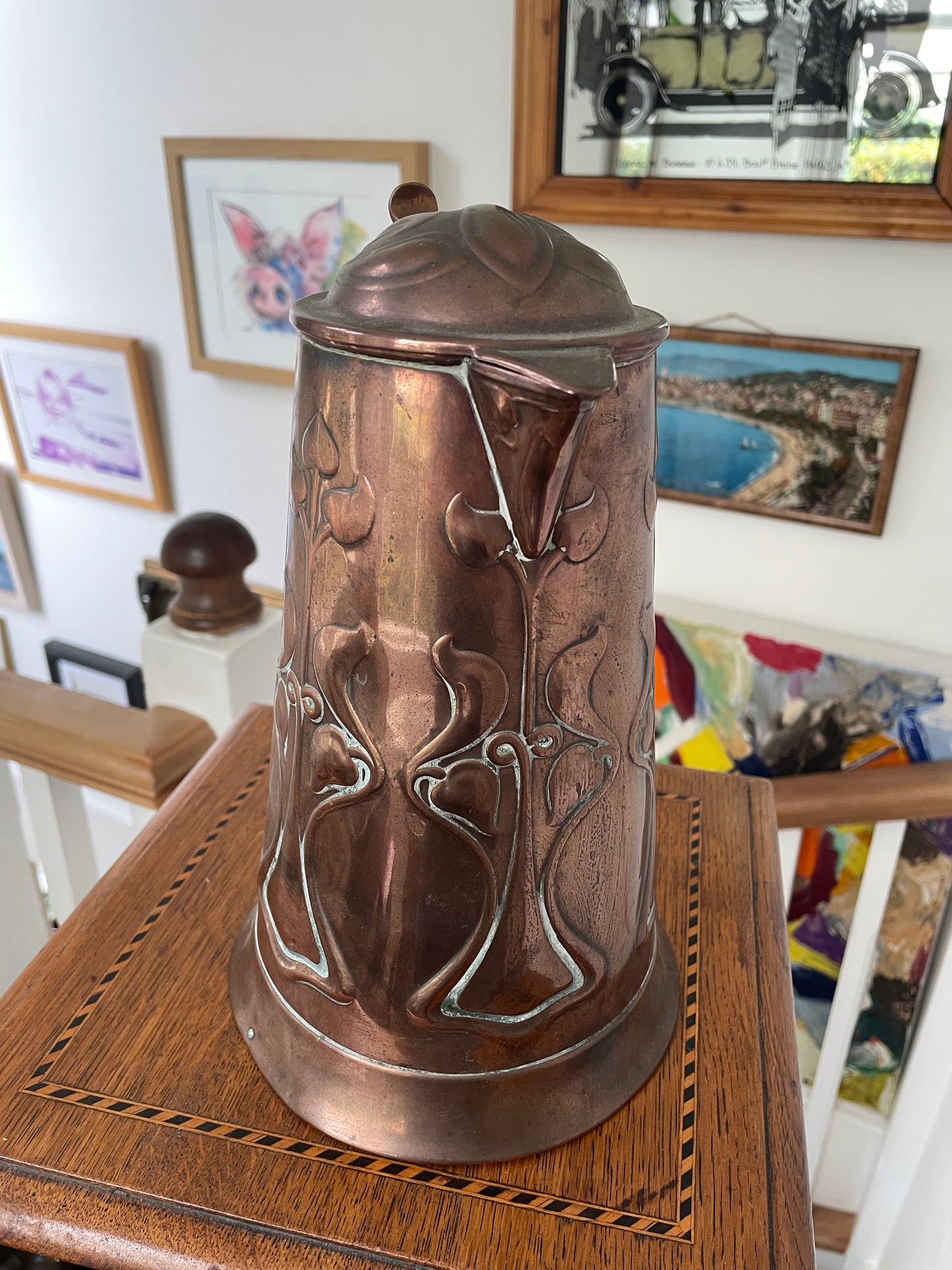 Antique Art Nouveau Copper Jug by Joseph Sankey and Sons c1905 - English Arts and Crafts