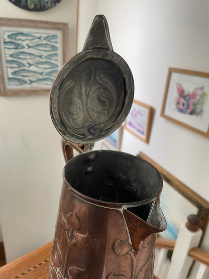 Antique Art Nouveau Copper Jug by Joseph Sankey and Sons c1905 - English Arts and Crafts