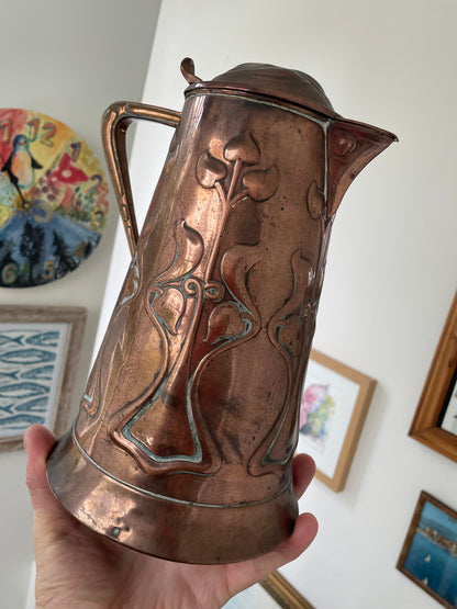Antique Art Nouveau Copper Jug by Joseph Sankey and Sons c1905 - English Arts and Crafts