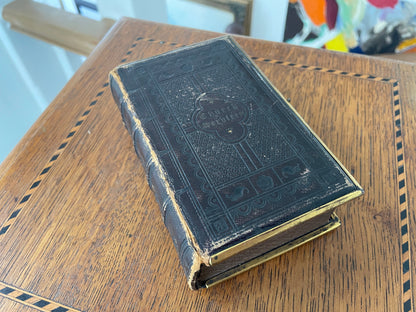 Antique Victorian Church Services Prayer Book c1880 – Leather Bound with Brass Clasps, Gilt Edges & Marbled Endpapers