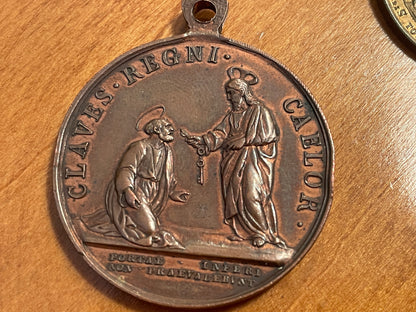 Set of Four Antique Catholic Medals – Pius IX, Our Lady of Ransom, Sacred Heart & Our Lady of Mount Carmel, c.1870–1920