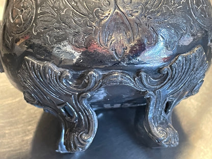 Antique Victorian Silver Plated Sugar Bowl by James Dixon & Sons Sheffield, Rococo Revival Design, EPBM 2080, c.1880