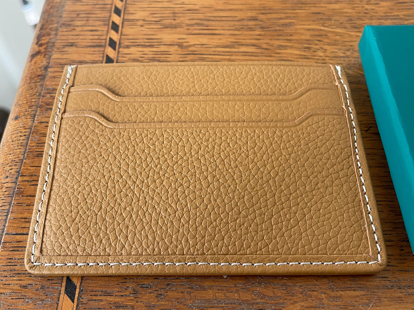 Boxed Aston Martin Tan Leather Card Holder – Genuine Pebble Grain Wallet – British Luxury Motoring Gift for Him