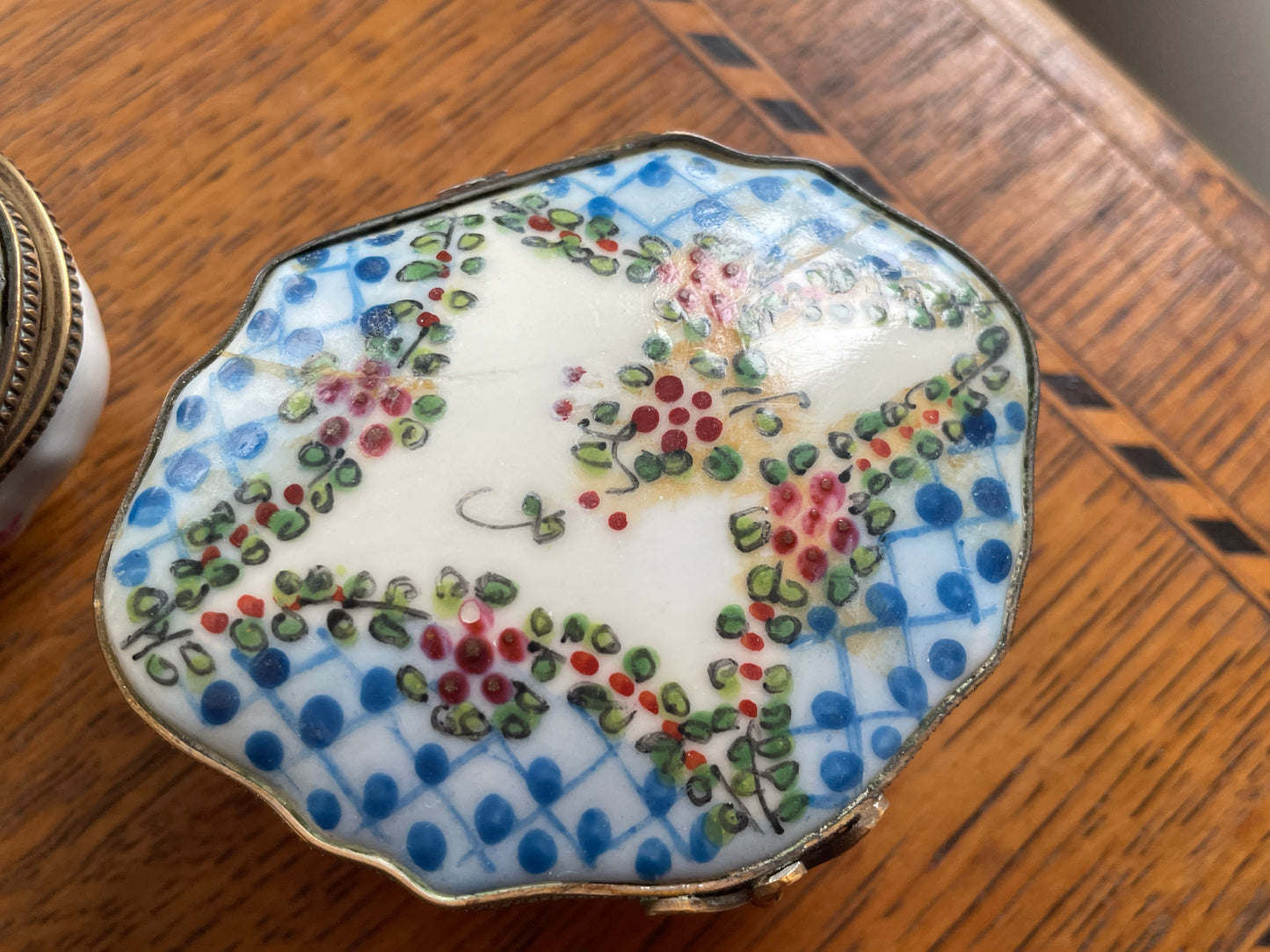 Vintage French-Style Porcelain Trinket Boxes – Hand Painted Floral & Lattice Designs (c.1960s–1980s)