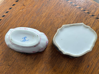 Vintage French-Style Porcelain Trinket Boxes – Hand Painted Floral & Lattice Designs (c.1960s–1980s)