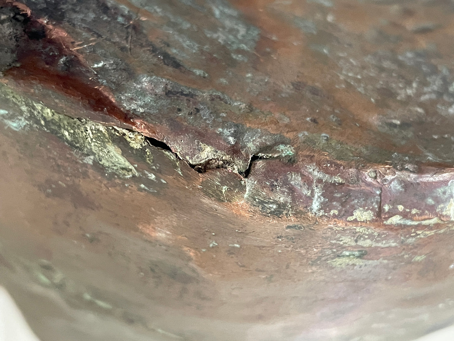 Antique Copper Riveted Jug – Hand-Forged Rustic Water Pitcher with Verdigris Patina (c. early 19th Century)