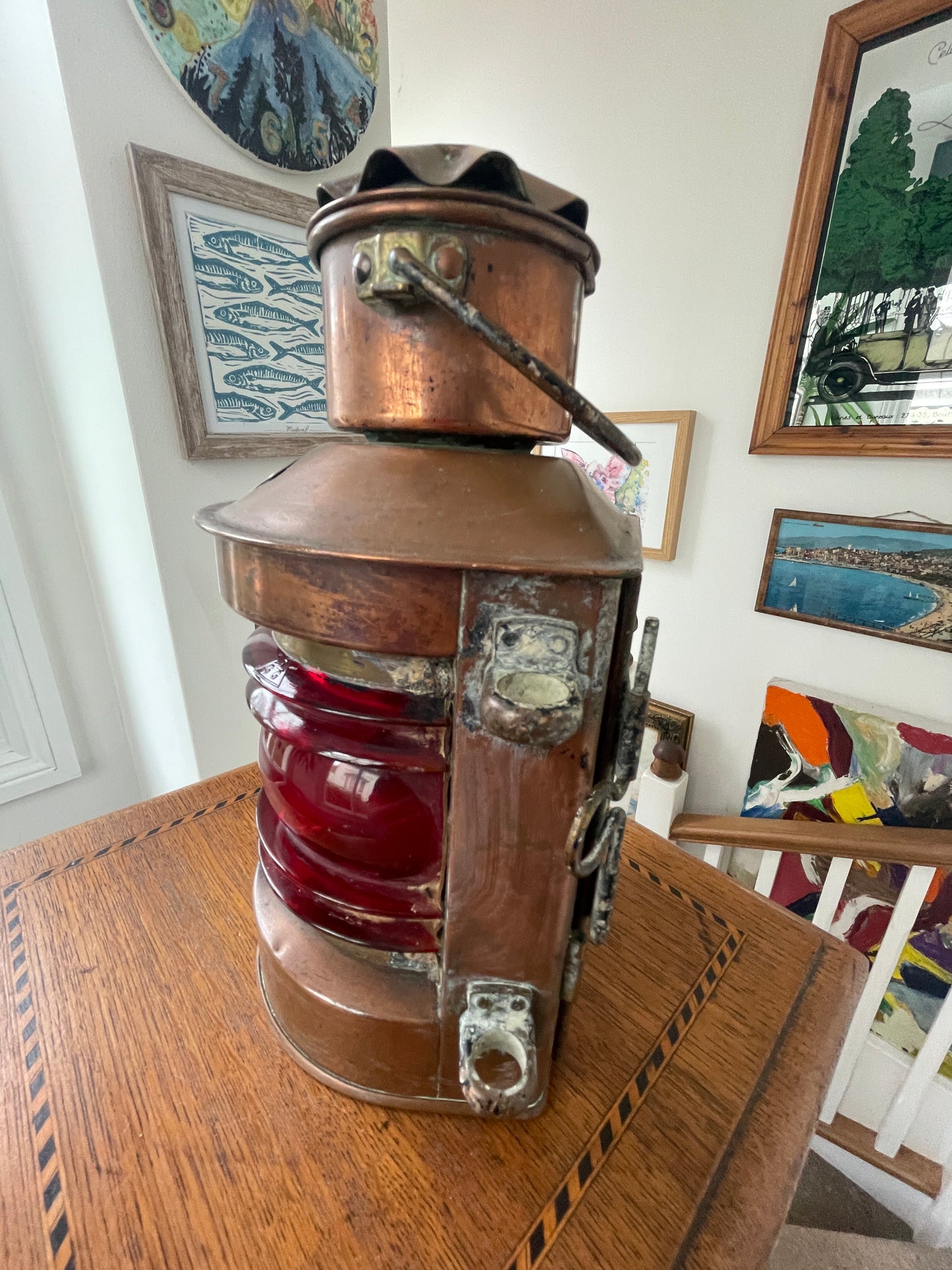 Antique Dutch Copper Ship Lantern – ‘Tweekleur’ Port and Starboard Navigation Light (c.1900–1920)