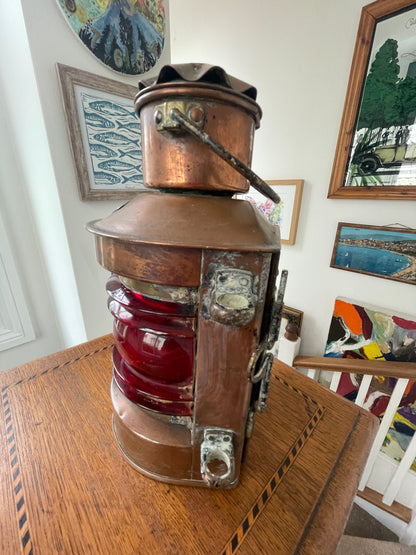 Antique Dutch Copper Ship Lantern – ‘Tweekleur’ Port and Starboard Navigation Light (c.1900–1920)