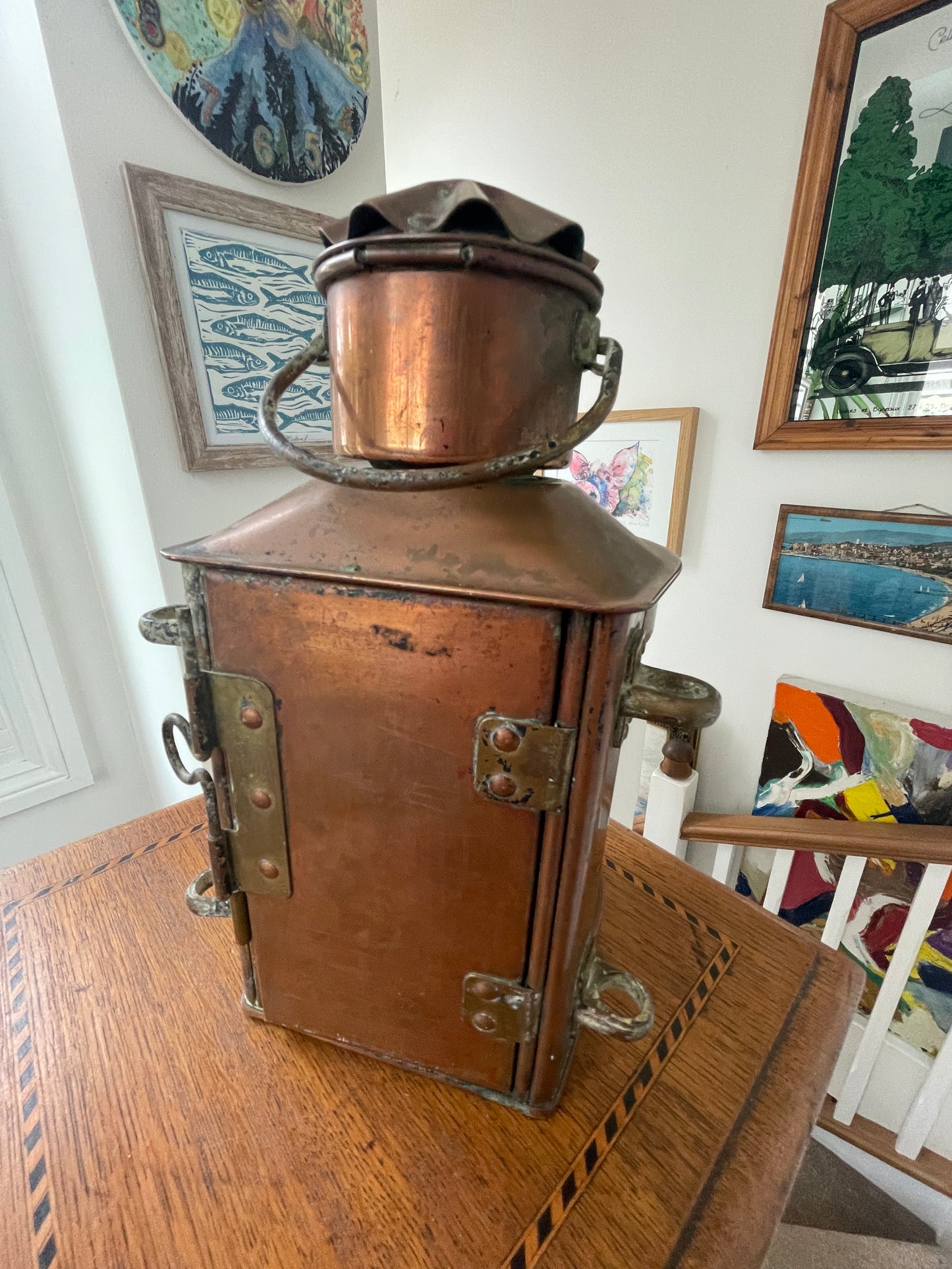 Antique Dutch Copper Ship Lantern – ‘Tweekleur’ Port and Starboard Navigation Light (c.1900–1920)