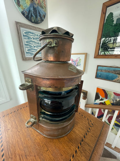 Antique Dutch Copper Ship Lantern – ‘Tweekleur’ Port and Starboard Navigation Light (c.1900–1920)