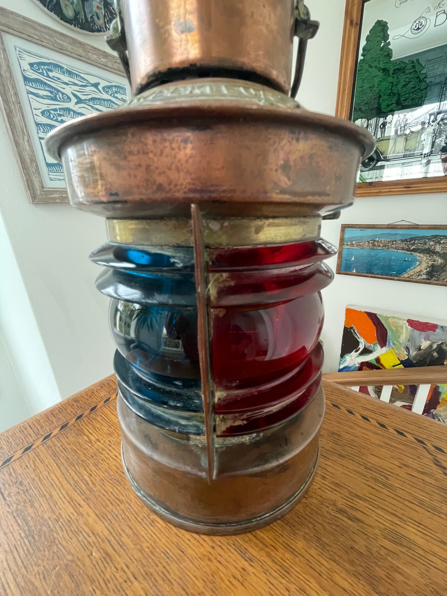 Antique Dutch Copper Ship Lantern – ‘Tweekleur’ Port and Starboard Navigation Light (c.1900–1920)