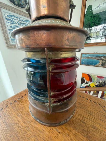 Antique Dutch Copper Ship Lantern – ‘Tweekleur’ Port and Starboard Navigation Light (c.1900–1920)