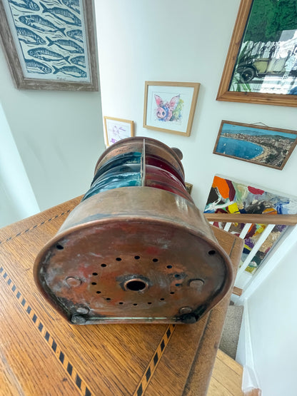 Antique Dutch Copper Ship Lantern – ‘Tweekleur’ Port and Starboard Navigation Light (c.1900–1920)