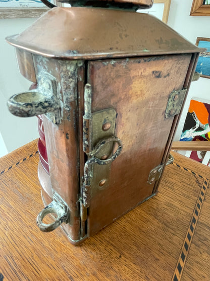 Antique Dutch Copper Ship Lantern – ‘Tweekleur’ Port and Starboard Navigation Light (c.1900–1920)
